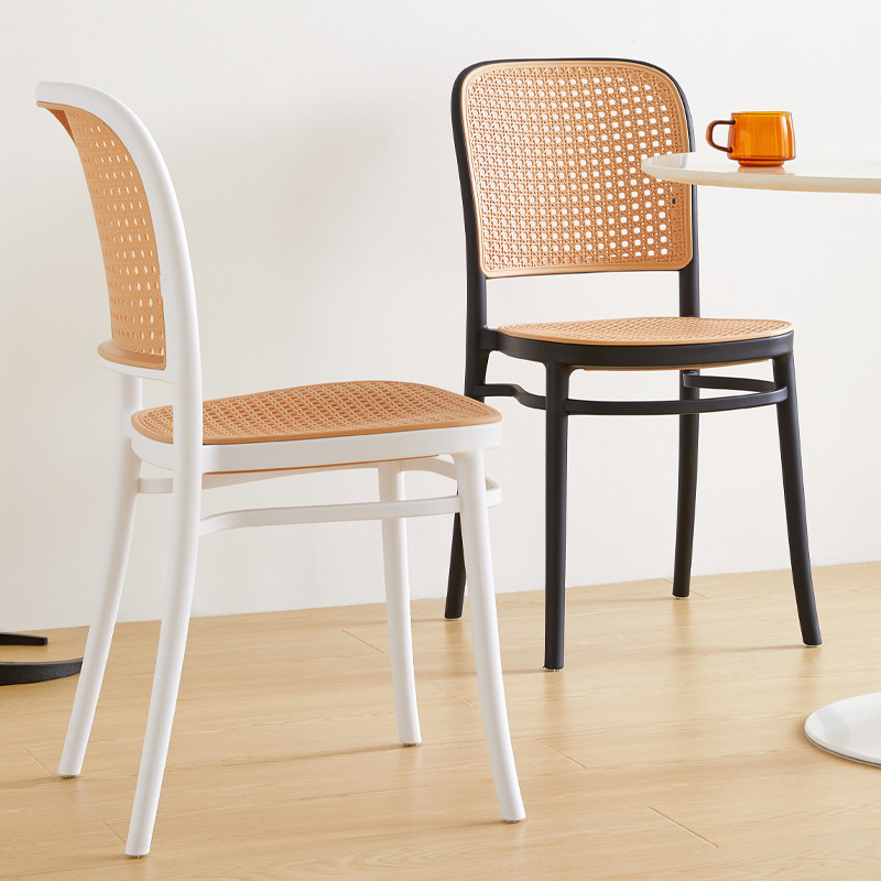 Nordic Plastic Rattan Style Stool Barstool Colorful Chair and table with metal legs for Hotel Kitchen