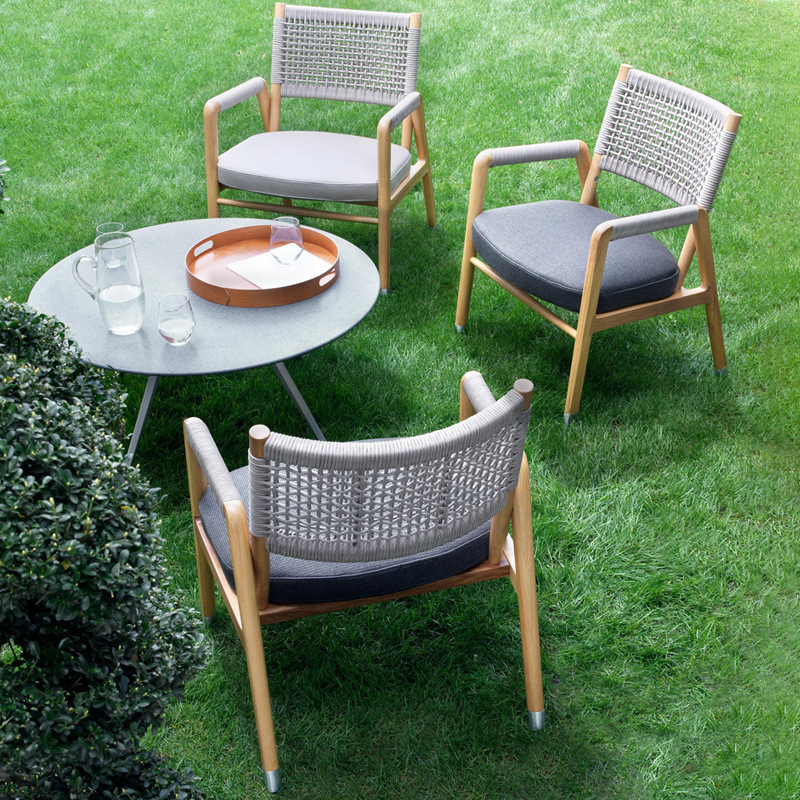 Outdoor table and chairs courtyard villa leisure rattan solid wood table and chairs setcafe outdoor furniture