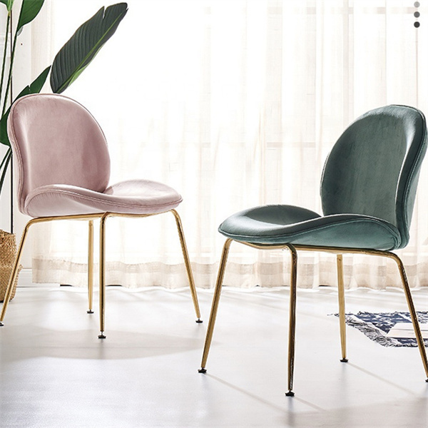 Modern Dining Room Furniture Flared legs Green Pink Velvet Beetle Dining Chair