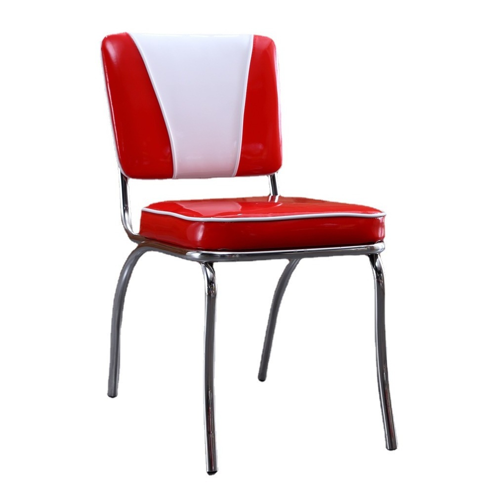 American Fast Food Restaurant Furniture Single Double Sides Coffee Red White Leather Chair Booth Seat