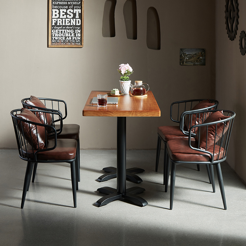 Modern Furniture Dining Table Sets Metal Leather Recliner Restaurant Dining Chairs 4 Pieces Chairs And 1 Dining Table