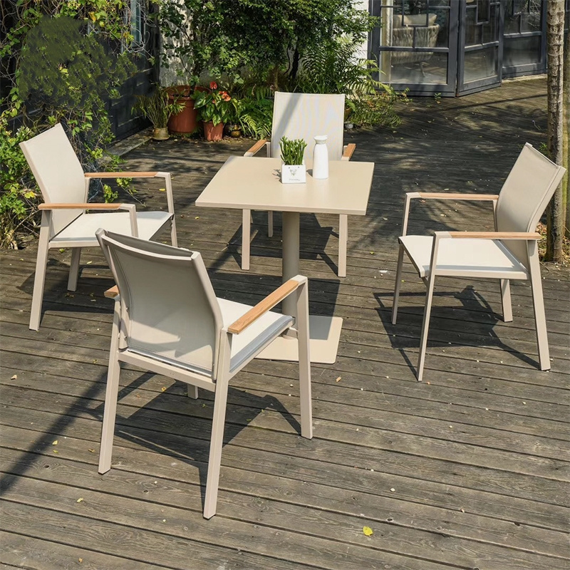 Modern Luxury Patio Bistro Restaurant Table Dining Chairs Set Aluminum Outdoor garden Furniture Sets