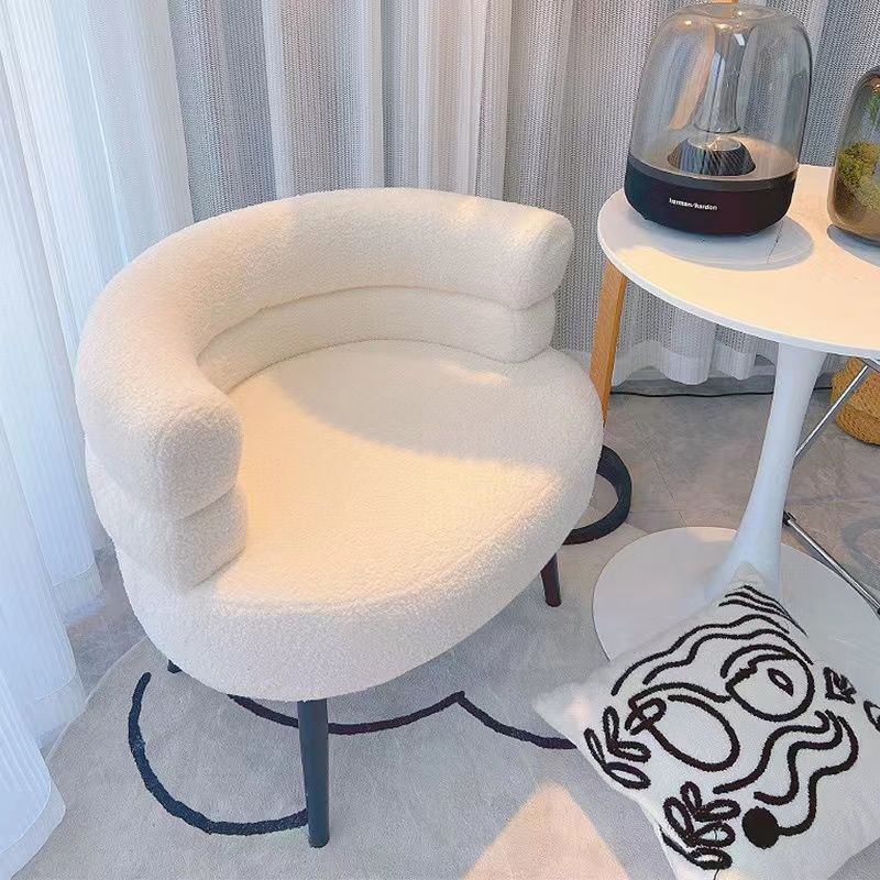 Modern Living Room Furniture Cozy Office Armchair Fluffy Soft Woolen Metal Iron Frame Smooth Sherpa Accent Leisure Chair