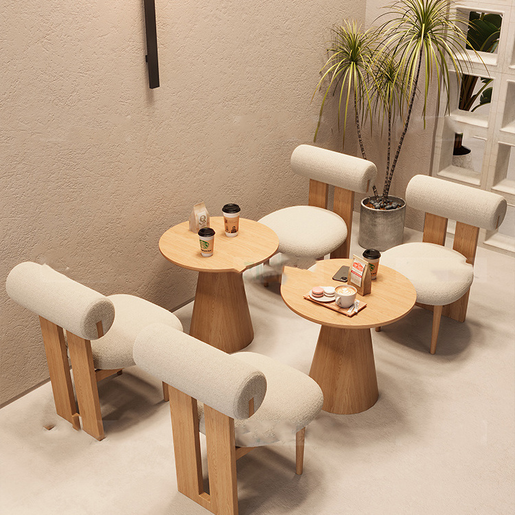 New Design  wabi-Sabi Style Restaurant Cafe Shop Table And Chairs Leisure Wooden Booth Couch