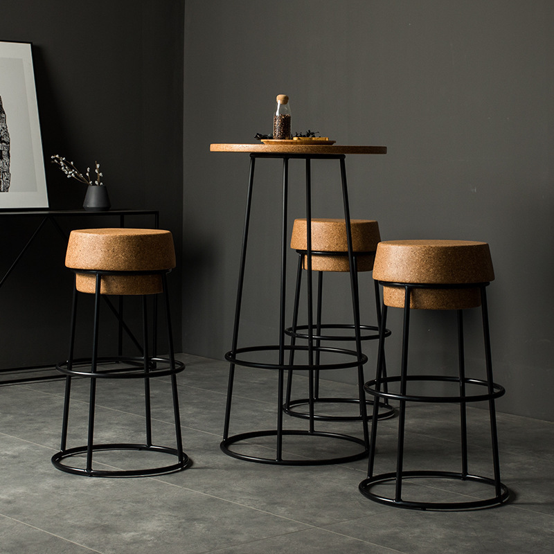 Unique Athletic Club Sport Bar Furniture Metal Frame Tall Bar Chair Cork High Counter Stool