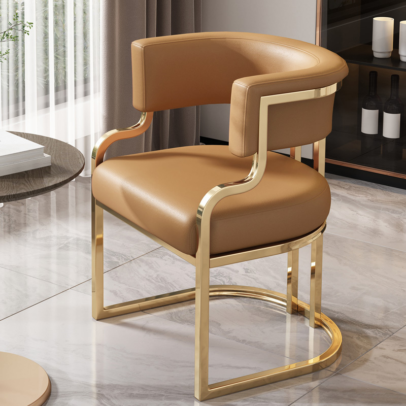 Wholesale Factory Custom Cafe Metal Dine Armchair Restaurant Chair Modern Dining Room Furniture Pu Leather Dining Chairs