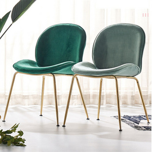 Modern Dining Room Furniture Flared legs Green Pink Velvet Beetle Dining Chair