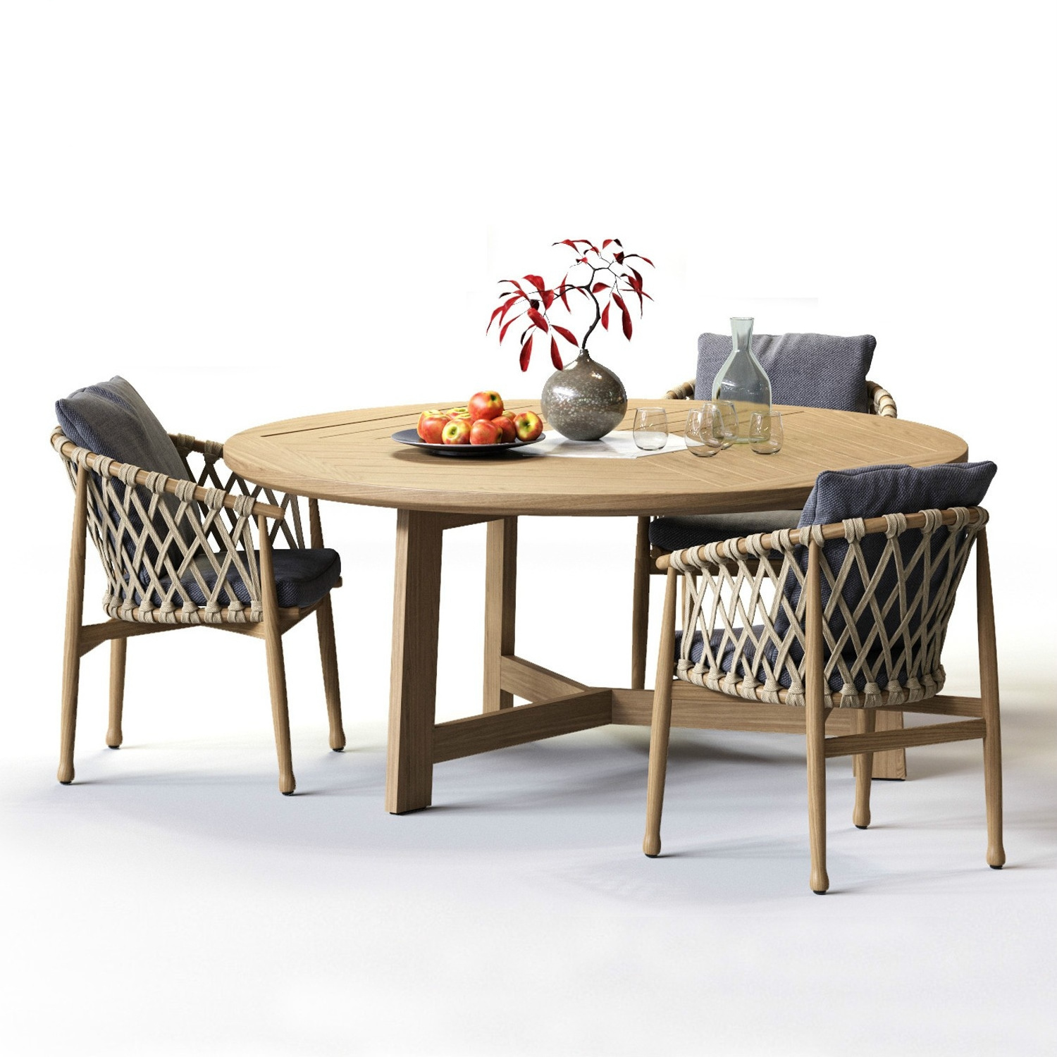 Outdoor dining table furniture set nordic patio teak rectangular table garden wooden round dining table