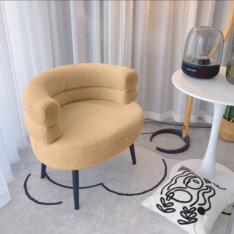 Modern Living Room Furniture Cozy Office Armchair Fluffy Soft Woolen Metal Iron Frame Smooth Sherpa Accent Leisure Chair