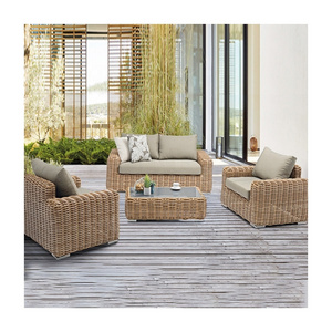 Wholesale customized weather resistant outdoor patio sofas aluminum rattan 4 piece garden furniture