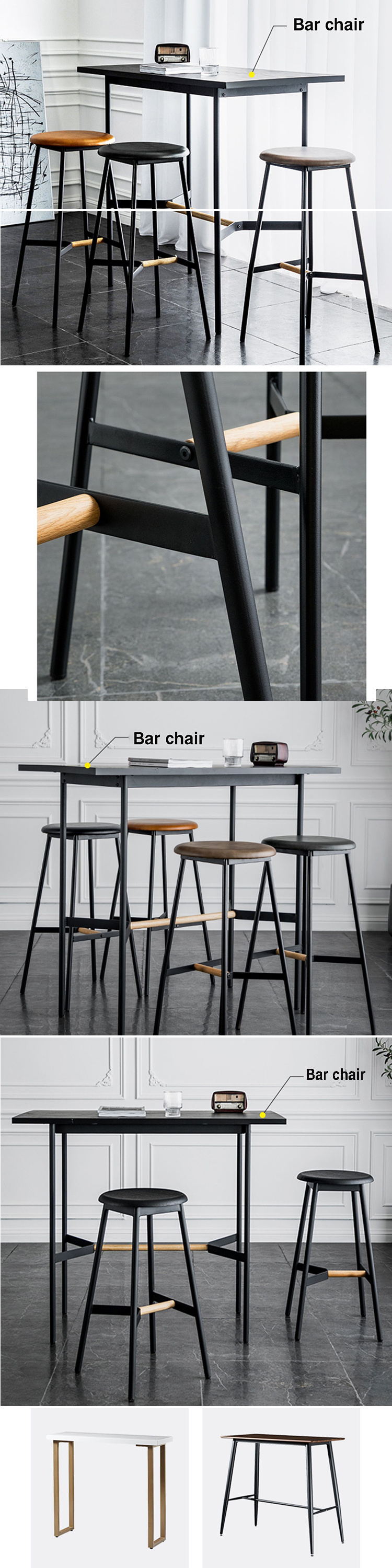 Bar Furnitures luxury Metal Legs Modern Oak Veneer Wood Round seat restaurant Bar Stool chair