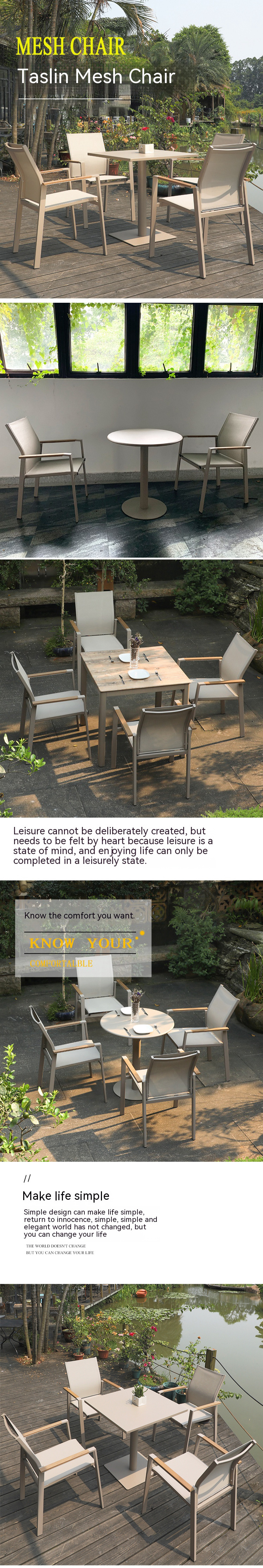 Modern Luxury Patio Bistro Restaurant Table Dining Chairs Set Aluminum Outdoor garden Furniture Sets