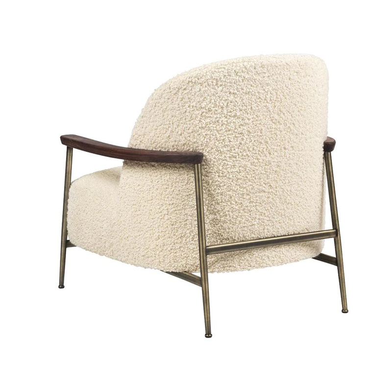 Danish Designer Furniture Exclusive Brass Leg Visitor Lobby Sessel Boucle Sherpa Lounge Chair