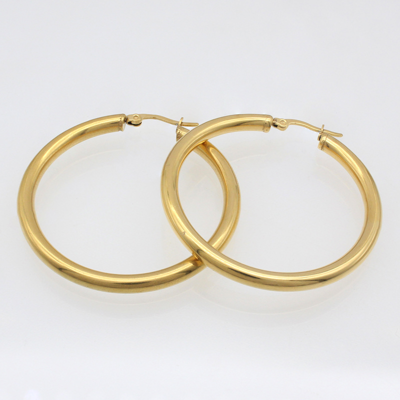 Women Jewelry Minimalist Big Hoop Hypoallergenic Earrings Stainless Steel 14k Hollow Gold plated Hoop Earrings