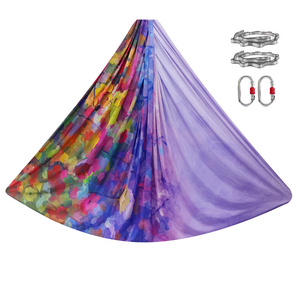 Bilink In Stock custom Picture Colorful aerial yoga hammock 5 meter silk yoga swing Equipment set