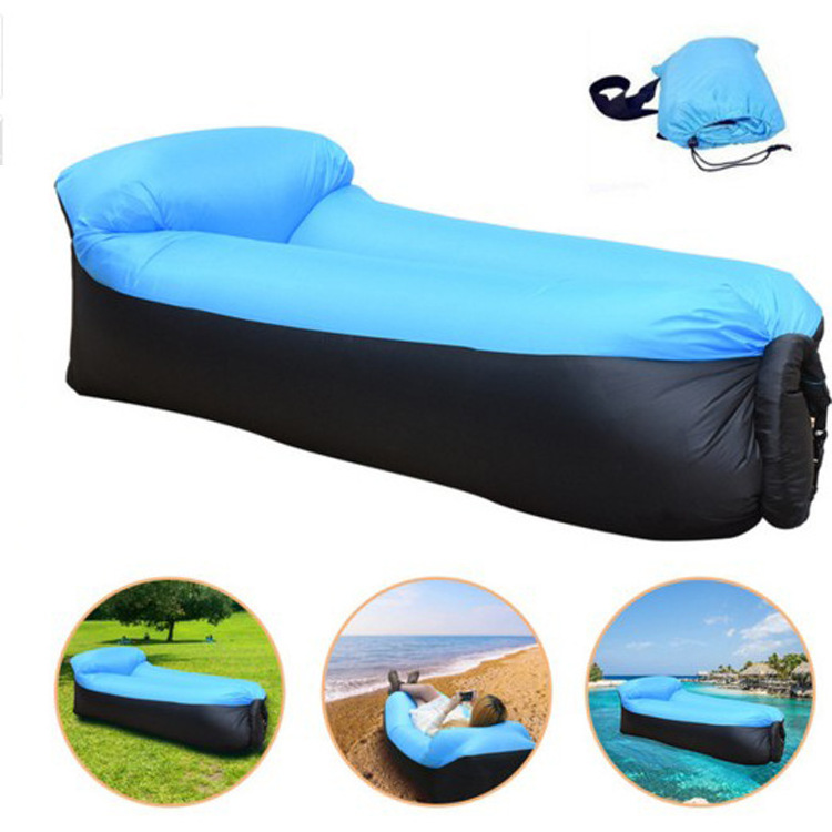 Bilink Leak-proof Bicolor Fast Inflating Air Bed Camping Outdoor Nylon Lazy Air Sleeping Bed Inflatable Air Bag Sofa