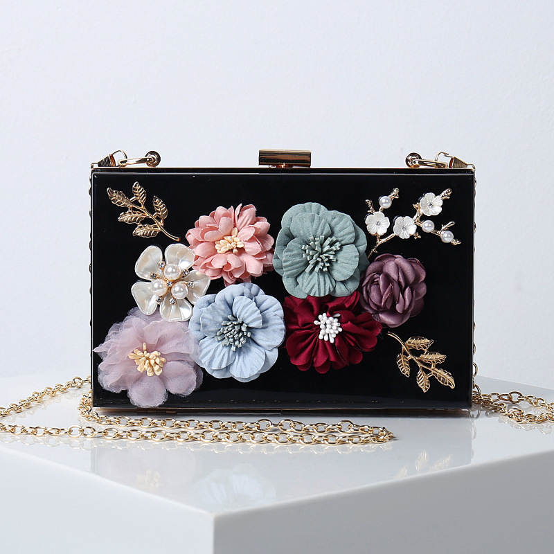 2023 fashion sacs a main femme class ladies purses clutch bag wallet chain clear transparent acrylic floral bag