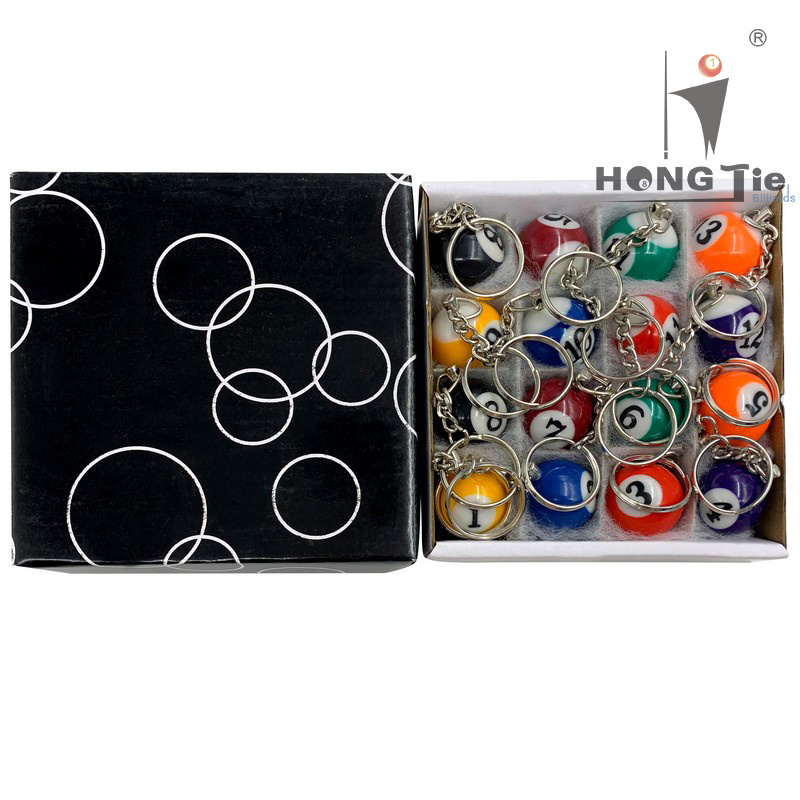 Hongjie Billiards Factory Direct Sales mini resin snooker ball key chains, billiard ball keychain