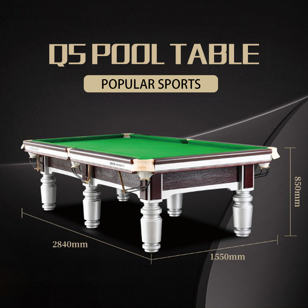 High Quality Solid Wood Steel Cushion Slate Bed Silver Leg Chinese Black 8 Ball Pool Billiard Table