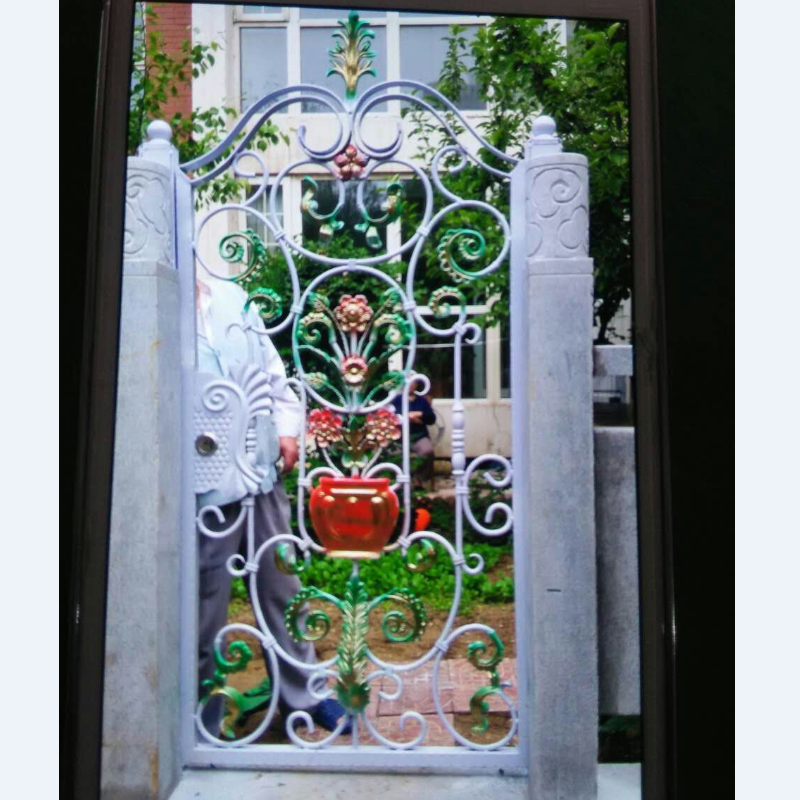 SE-Antique design ornamental wrought iron double entry door