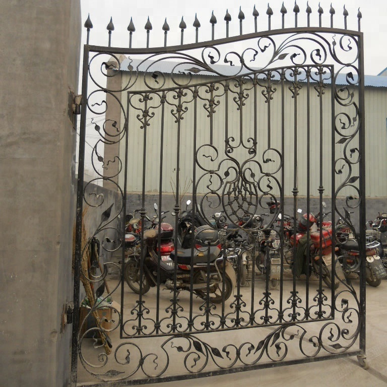 PVC Coated luxury swing wrought iron gate design for garden courtyard backyard