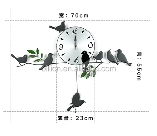 besutiful home decorative metal wall clock with birds