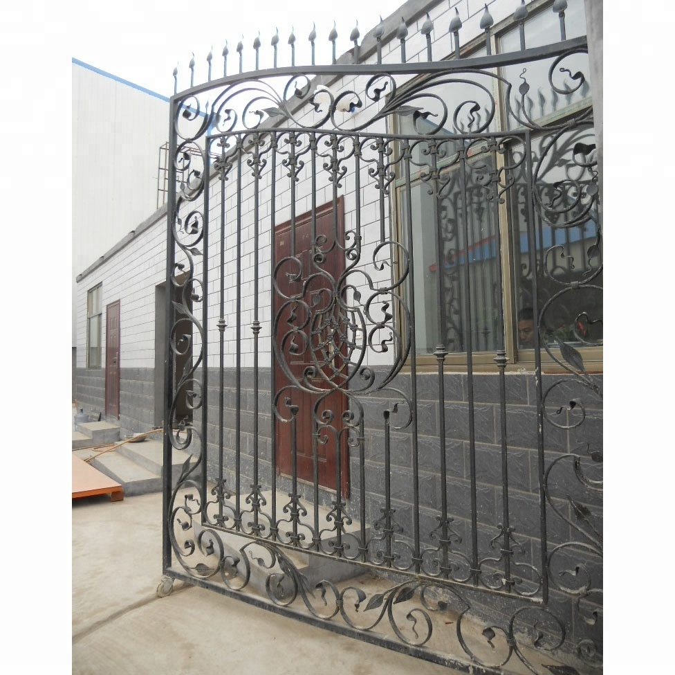 PVC Coated luxury swing wrought iron gate design for garden courtyard backyard