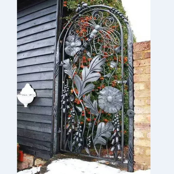 SE-Antique design ornamental wrought iron double entry door