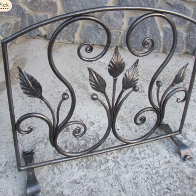 powder coated  ornamental iron artistic wrought iron Artistic hand forged fireplace screen