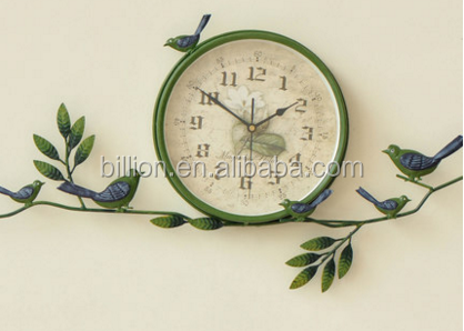 besutiful home decorative metal wall clock with birds