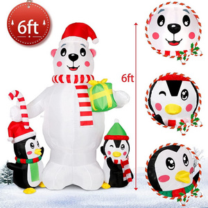 Christmas Penguin Bear Inflatable Christmas Lights Colorful Lights White Bear inflatable decoration