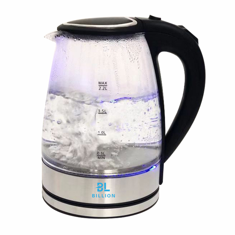 Most Popular Home Kitchen Appliances Blue LED Light Glass Tea Kettle Electric Kettle in Glass Body hervidor electrico