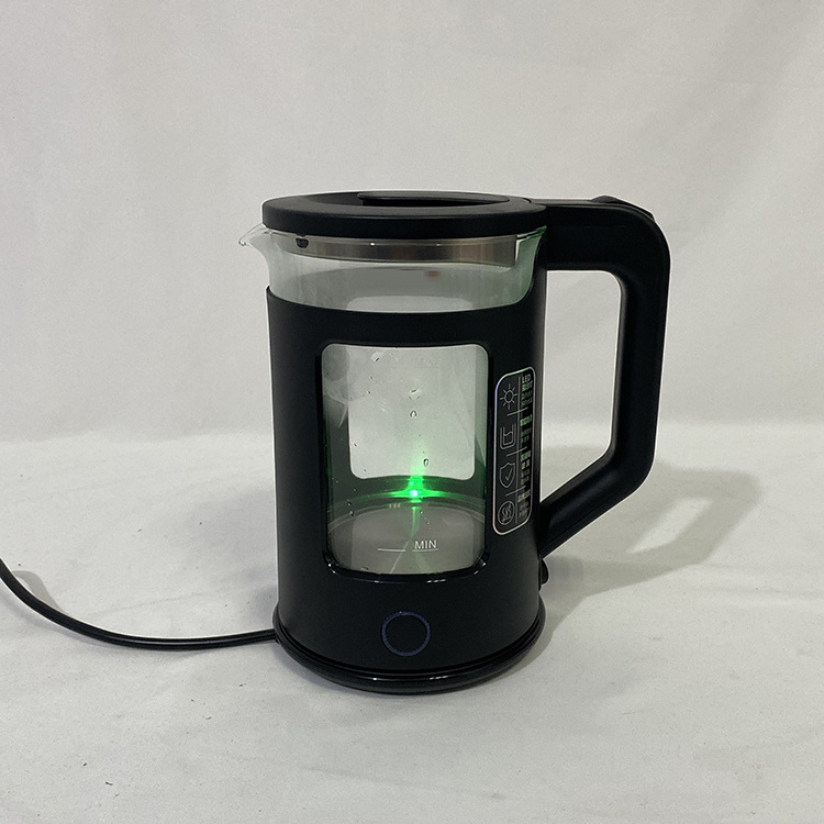 CB CE GS Black color Double Layer 304SS Glass Body ELectric Tea Kettle with Changing LED light manufacture hervidor electrico