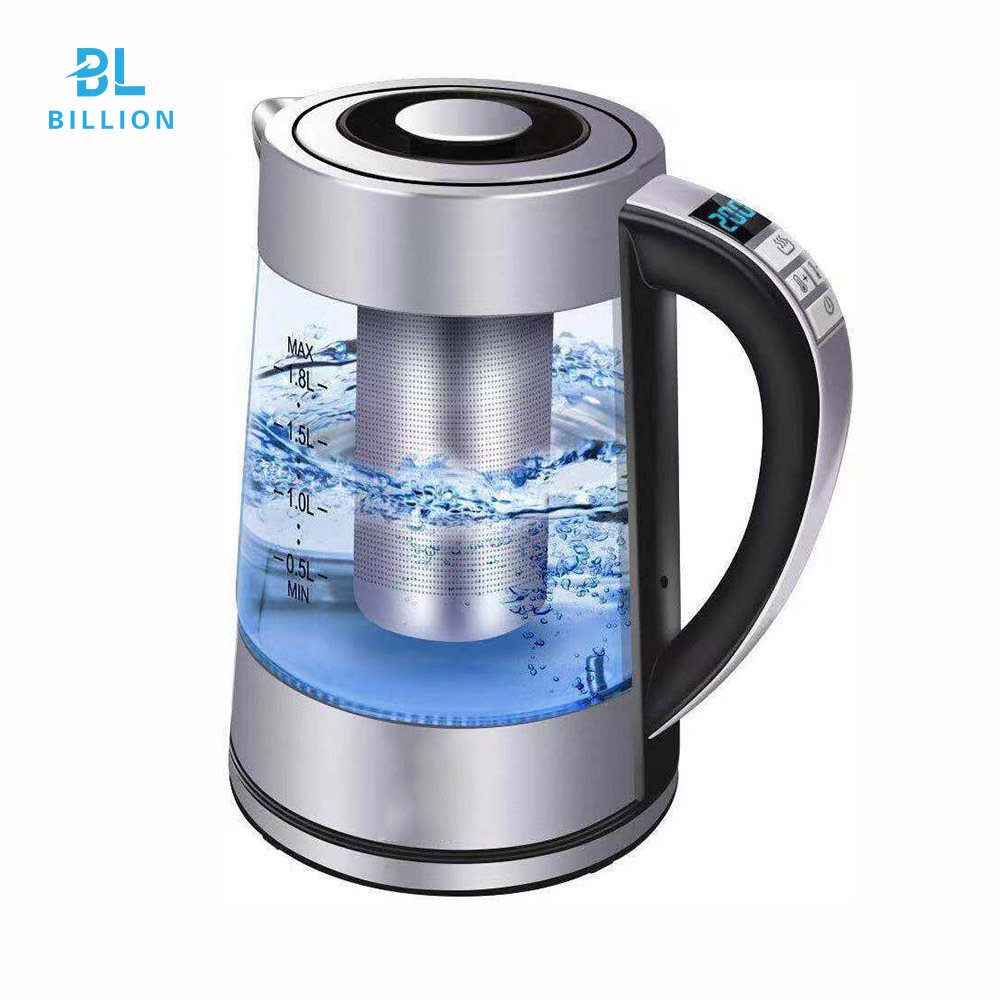 2024 Hot Selling Electric Kettle Smart Digital Glass Kettle 2.0L Tea Kettle With Removable Filter With LED Indicator