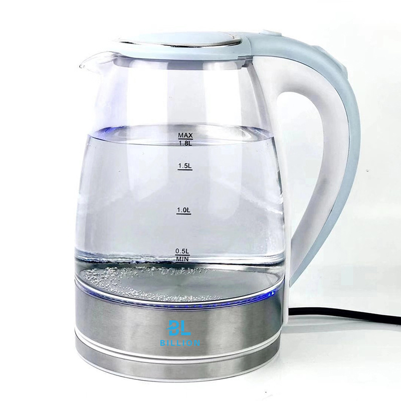 Most Popular Home Kitchen Appliances Blue LED Light Glass Tea Kettle Electric Kettle in Glass Body hervidor electrico