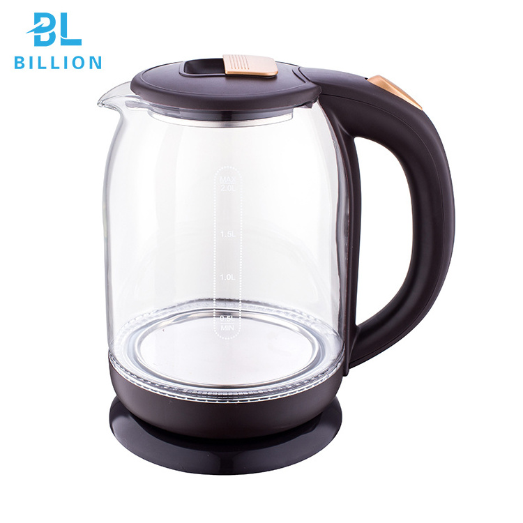 1.8L Hot Sales Electric Glass Kettle  With Blue Led Light Kettle Electric Parts Good price hervidor electrico