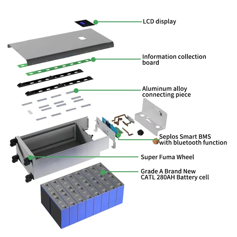 New Standing Seplos 16pcs 280Ah 48V Empty Case DIY Kits 300Ah 320Ah Lifepo4 Solar Energy Storage battery Case