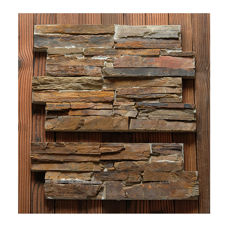 Canada popular front house nature quartz slate stone veneer for pillar corner rusty stacked green stone panel outdoor