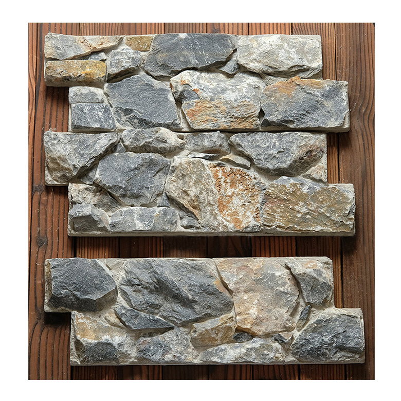 Canada popular front house nature quartz slate stone veneer for pillar corner rusty stacked green stone panel outdoor