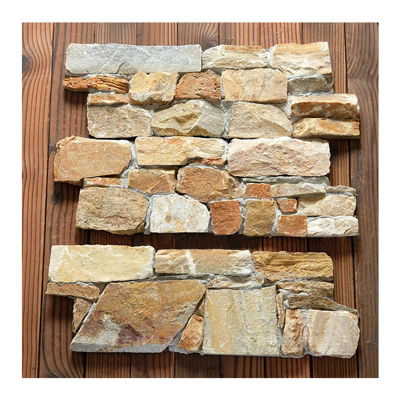 Canada popular front house nature quartz slate stone veneer for pillar corner rusty stacked green stone panel outdoor