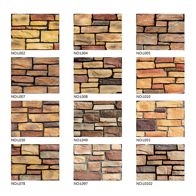 Wholesale fireplace covering nature stone looking cladding artificial stone feature wall panels