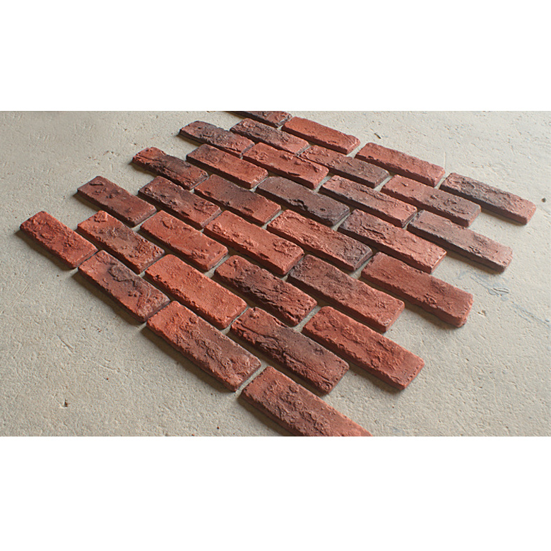 Manufactured 3d cement molding thin brick slip 11mm custom size culture stone faux red old fireproof brick veneer