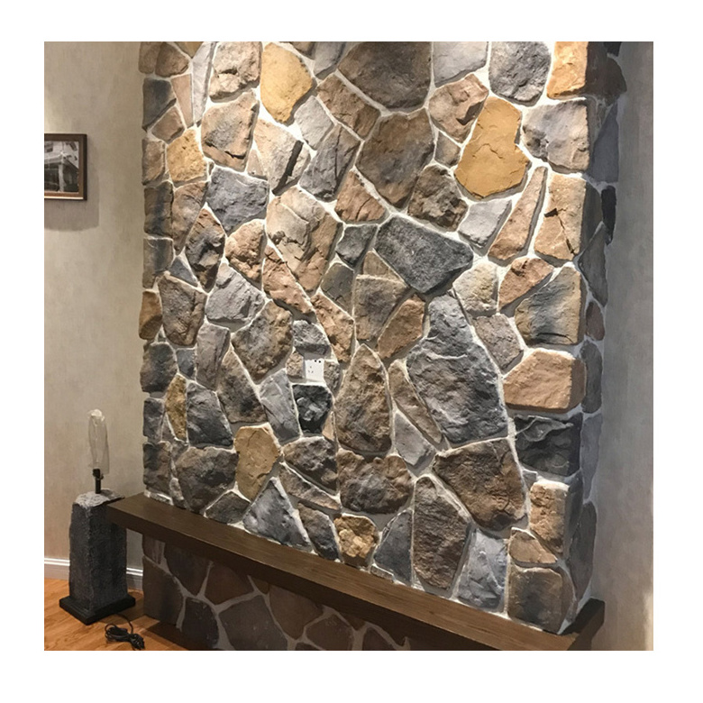 Bar exterior and interior handmade cement faux stacked stone effect wall panels