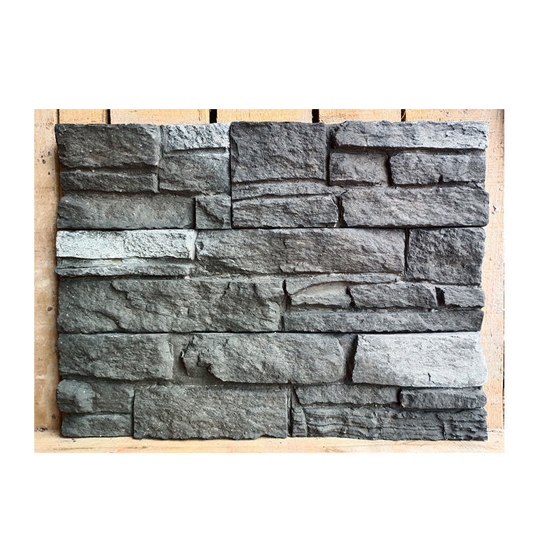 Outside faux stone wall panel artificial culture stone interior wall black stack stone veneer