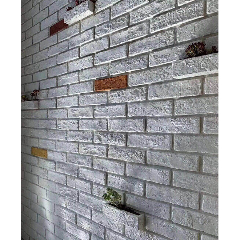 Modern white faux brick panel cladding 240x60 outdoor villa front house garden brick effect wall panel