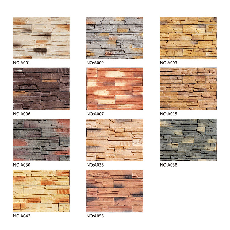 Nature cultural stone background TV faux stone panel lightweight black stacked stone interior veneer