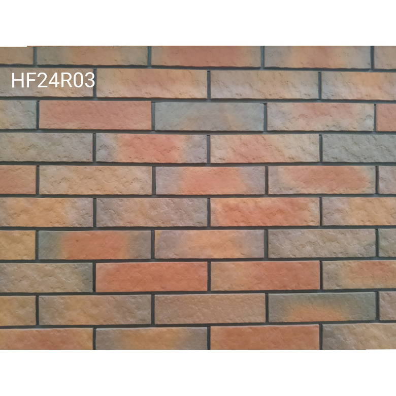 Commercial facade decorative wall cladding brick nature clay sand terracotta face brick 240x60mm matte rustic thin wall brick