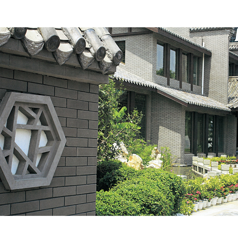 Outdoor wall facing thin matte rustic terracotta brick veneer wire cutting grey clay bricks