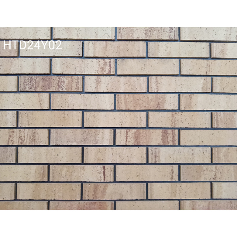 Commercial facade decorative wall cladding brick nature clay sand terracotta face brick 240x60mm matte rustic thin wall brick