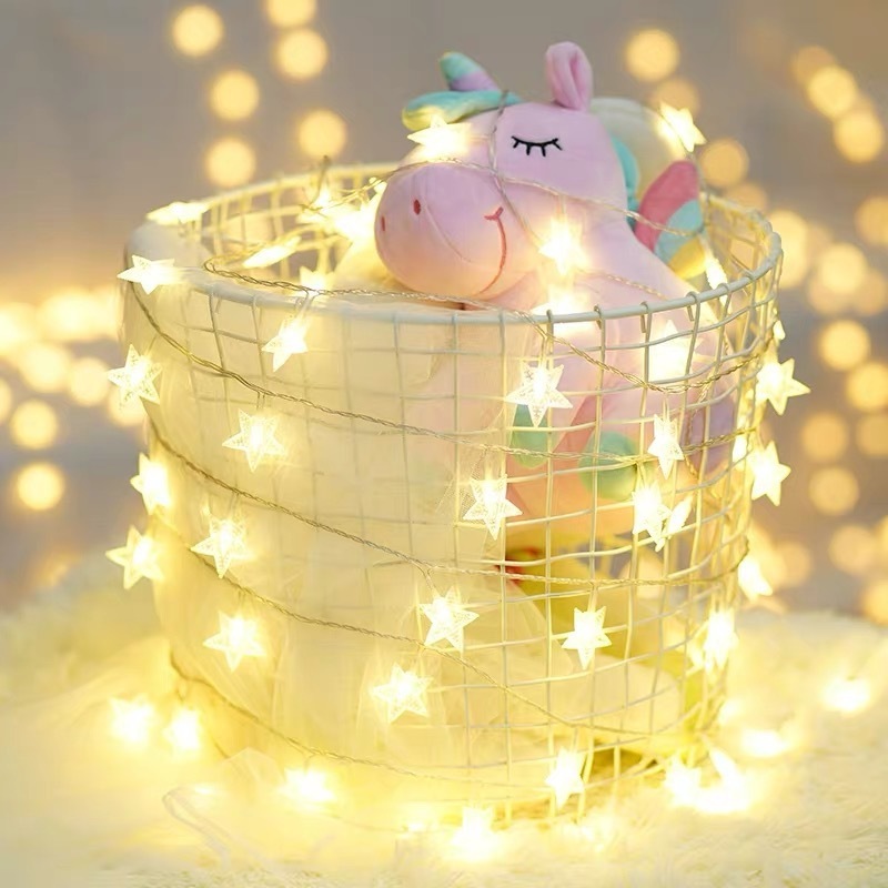 Christmas Decorations 10/20/40 LED Star Light String Fairy Lights Battery Operated Garland Powered New Year's Decoration